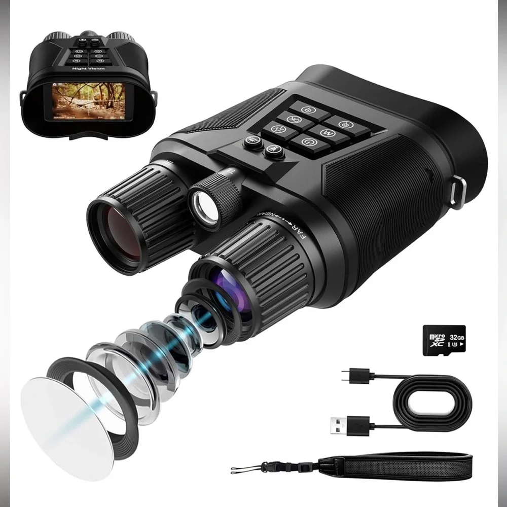 Night Vision Binoculars with Tripod Mount - Black